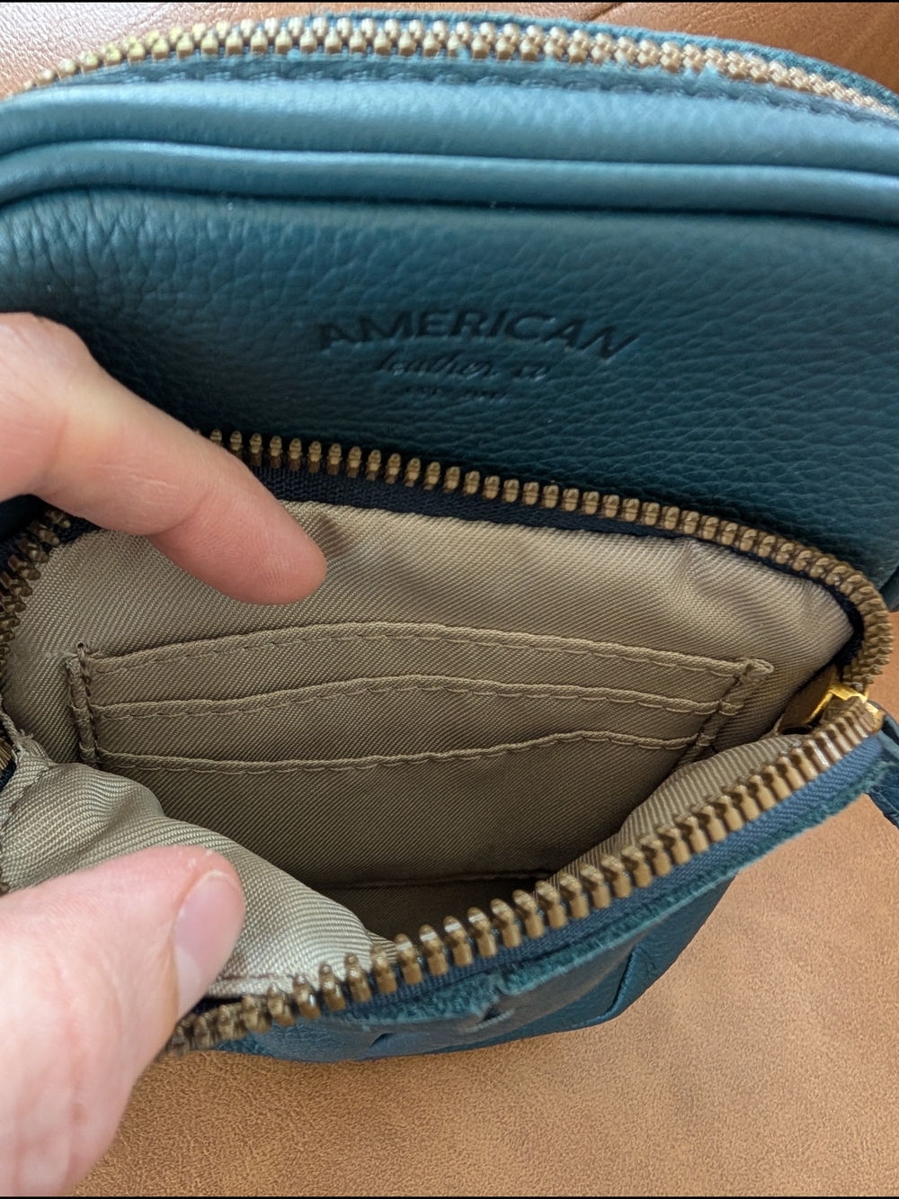 Genuine Leather Crossbody By American Leather Company Teal - Picture 4 of 8